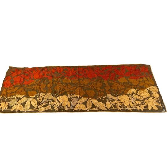 VTG Vera Ladybug Oblong 45" x 15" Acetate Scarf Ladies Leaves Fall Orange - Picture 1 of 11